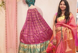 Designer Mahitha Prasad with one of her creations